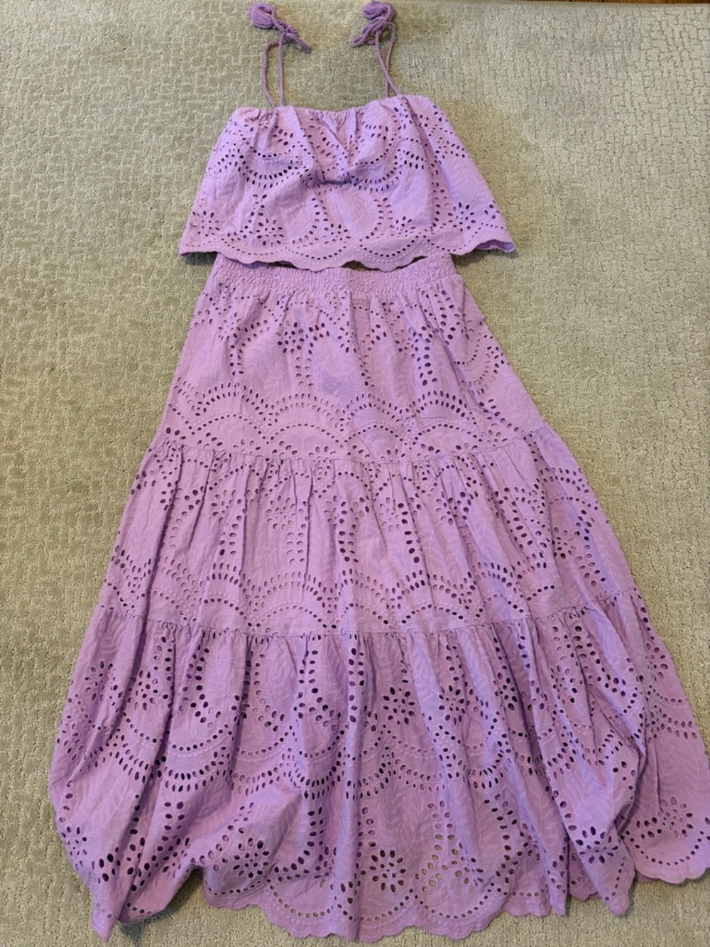 Aqua Bloomingdale’s Eyelet Two-Piece skirt and top - sold as Set